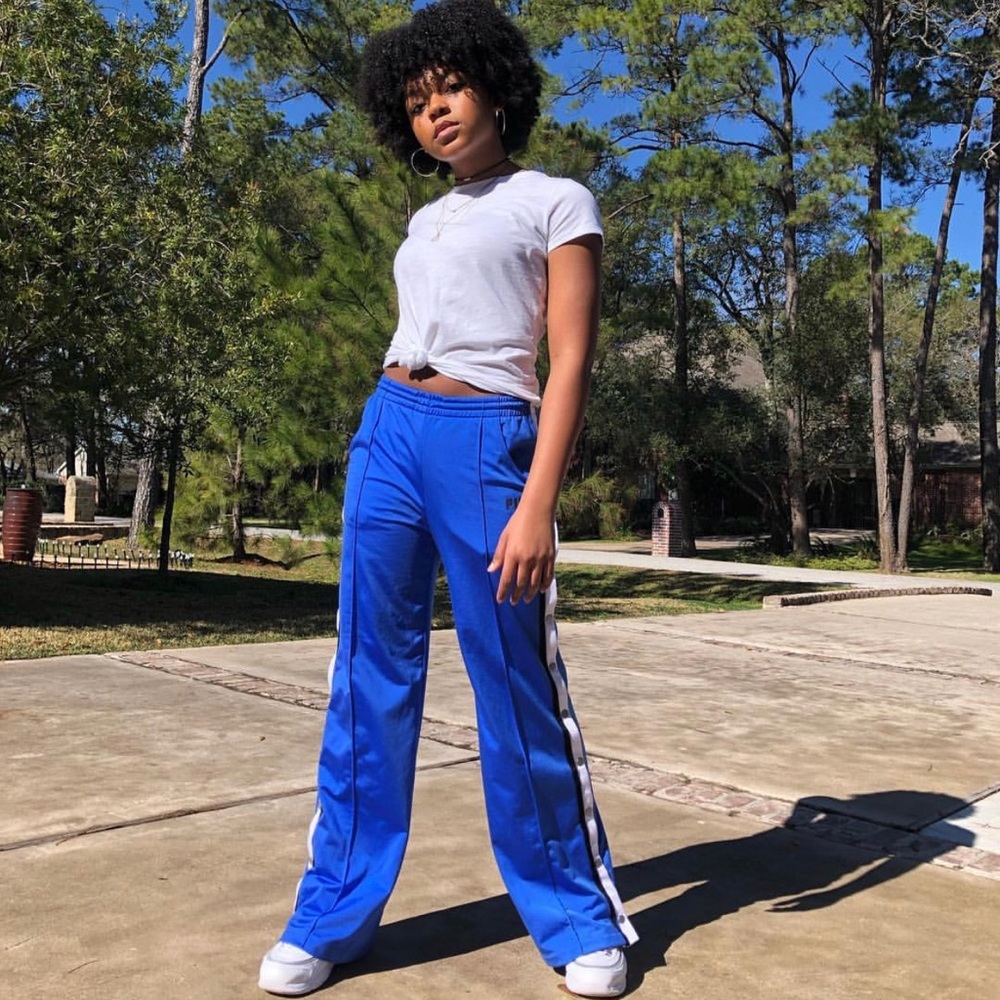 Victoria Secret PINK Wide Leg Snap Track Pants S